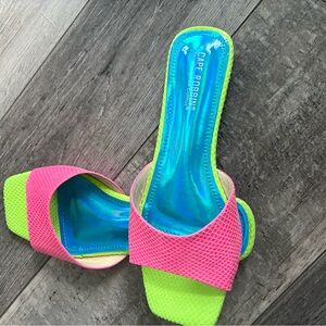 Cape Robbin Pink and Green Slip-On Sandals